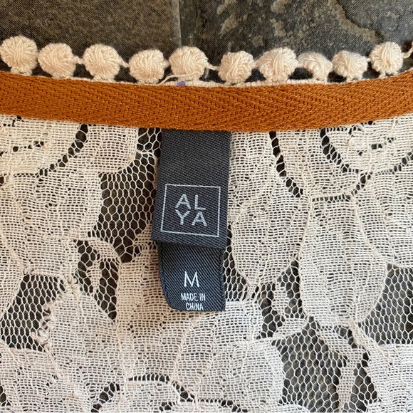 Alya boho peasant long sleeve vneck faux wrap top with embroidered lace design - Picture 3 of 6